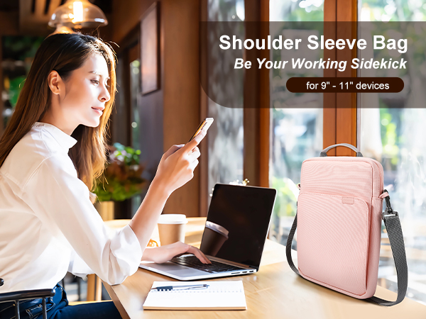 9-11 Inch Tablet Sleeve Bag with Shoulder Strap for iPad 10th Gen. 10.9", iPad 9th/8th/7th Gen