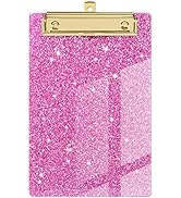 Piasoenc Acrylic Small Clipboard, Fashion Glitter Clipboard, A5 Clipboards with Low Profile Gold ...