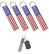 Gasedin 4 PCS American Flag Key Chain, Flag Key Chain Tag with Key Ring, Embroidered Keys Chain f...