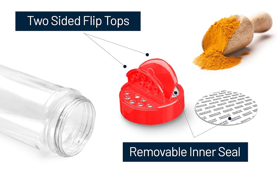 Round Plastic Jars with two sided flip tops lids