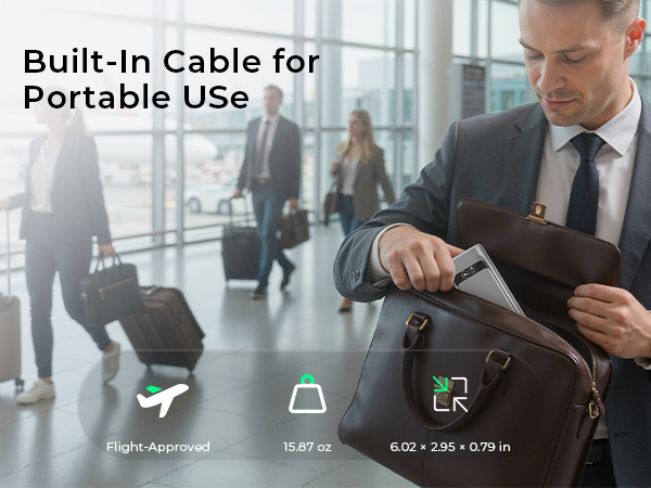 Built-In Cable for Portable Use