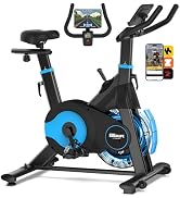 ERGOLIFE Air & Magnetic Resistance Exercise Bike, Compact Stationary Spin Bike for Home with Excl...