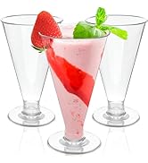 Zezzxu 40 Pack Disposable Plastic Martini Glasses - 6 oz Tall Dessert Cup with Spoons Reusable Co...