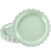 NatNarr 30 Pcs Dessert Plates Disposable, 7 Inch Scalloped Sage Green Cake Plates Small Birthday ...