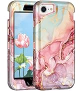 Btscase for iPhone SE 2022/2020 Case, Heavy Duty Marble Pattern Shockproof Full Body Rugged Hard ...