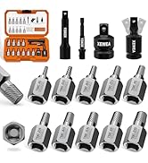 XEWEA 14PCS 3/8" Drive Screw Extractor Set, Multi-Spline Easy Out Bolt Remover Kit for Stripped B...