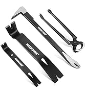 MAXPOWER 4-Pieces Pry Bar Set, 12-inch Utility Claw Pry Bar, 8-inch Nail Puller, 10-inch and 7-in...