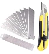 Scimaker 25MM Heavy Duty Utility Knife, Box Cutter with 10pcs SK-5 Retract Blades, Snap-Off Cutte...