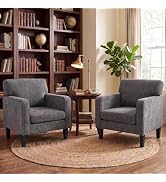 DUMOS Dark Grey Modern Accent Chairs for Living Room, Corner Chairs for Adults, Reading Armchair ...