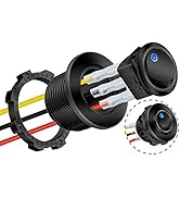 DaierTek Round Rocker Switch Shell 12V Lighted 3 Pin with Blue LED 12 Volt DC Rocker Toggle Switc...