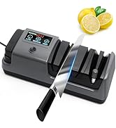 Professional 5 in 1 Electric Knife Sharpener with LCD Display, 3 Rotational Speed Adjustable, 3-S...