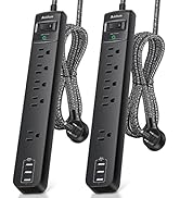 2 Pack Power Strip Surge Protector - 5 Widely Spaced Outlets 3 USB Charging Ports, 1875W/15A with...