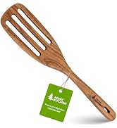 AIUHI Premium Wooden Slotted Spatula, Durable Teak Wood Cooking Spatula, Comfort Grip Wooden Kitc...