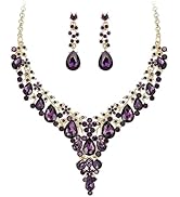 EVER FAITH Bridal Bridesmaid Austrian Crystal Jewelry Set, Statement Flower Teardrop Necklace Dro...
