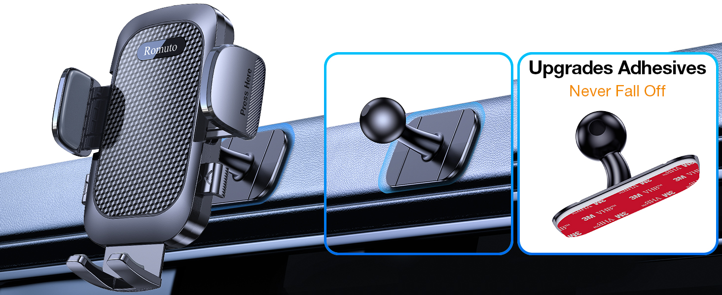 Adhesive car phone holder
