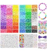 Gionlion 4200Pcs Pony Beads for Bracelet Making Kit, 48 Colors Kandi Beads Bracelet Kit, 2500pcs ...