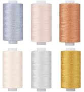 Simthread All Purpose Thread Polyester 400 Yards (6 Light Colors)