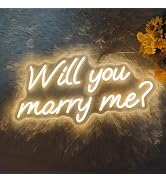 Will You Marry Me Neon Sign, Marry Me Light Up Letters for Wedding Proposal Decorations, Warm Whi...