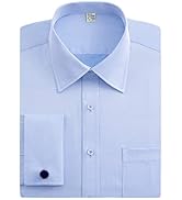 J.Ver Men's French Cuff Dress Shirts Regular Fit Long Sleeve Spead Collar Metal Cufflink