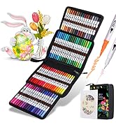 Duo Tip Brush Markers Art Pen, ZSCM 72 Colors Artist Fine Brush Tip Coloring Pens Markers for Eas...