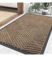 Smiry Front Door Mat Outside Entrance, Heavy Duty Natural Rubber Mat, Sturdy Trap Dirt and Moistu...