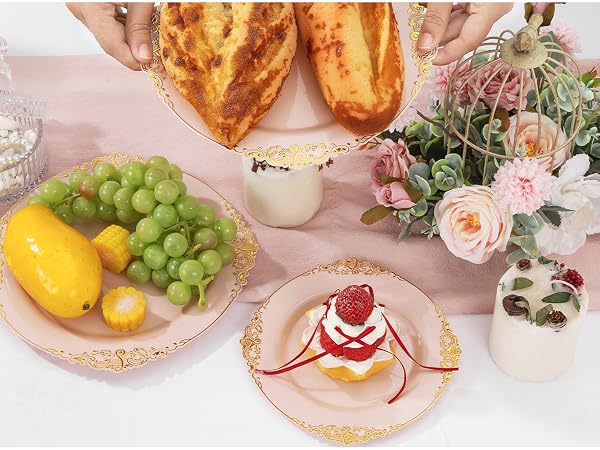 pink plastic plates