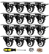 2 inch Casters Set of 16 Heavy Duty - CLOATFET Locking/Swivel Caster Wheels with Brake (Top Plate...