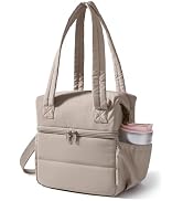 BAGSMART Double Deck Lunch Bag Women, Insulated Reusable Lunch Box, Quilted Puffer Lunch Tote wit...