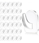 Cauaoa 20 Pcs Clear Adhesive Wall Hooks for Hanging, Small Plastic Sticky Hooks, Transparent Acry...
