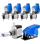 Nilight 5PCS LED Toggle Switch ON Off 12V Blue LED Lighted Toggle Switch Aircraft Safety Cover He...