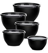 Greentainer 5-Piece Plastic Mixing Bowls with Lids Set for Kitchen, Nesting Bowls for Mixing, Bak...