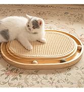 CHEERHOME PETS Sisal Cat Scratcher Toy with Ball Track Wooden Interactive Cat Toy for Indoor Cats...