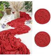 Q&J Fabric Co. 2 Pack Cheesecloth Table Runner 20x120 inch Wine Red Gauze Table Runners 100% Poly...