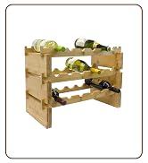 Sorbus Stackable Bamboo Wine Rack — Classic Style Wine Racks for Bottles — Perfect for Bar, Wine ...