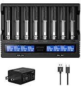 8 Slots 18650 Battery Charger XTAR VC8 Charger USB C 3A Fast Charger 21700 Battery Charger with L...
