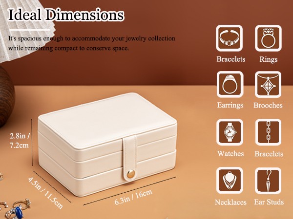Jewelry Box for Women, 2 Layers Large Leather Jewelry Organizer Storage Case for Earrings