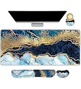 ArtSo Large Gaming Mouse Pad, Keyboard Wrist Rest Pad & Wrist Support Mousepad Set, Stitched Edge...