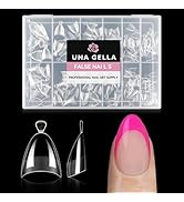 UNA GELLA Almond Gel Nail Tips Short: Half Cover Almond Shape Nail Tips Matte 216pcs Clear Gelly ...