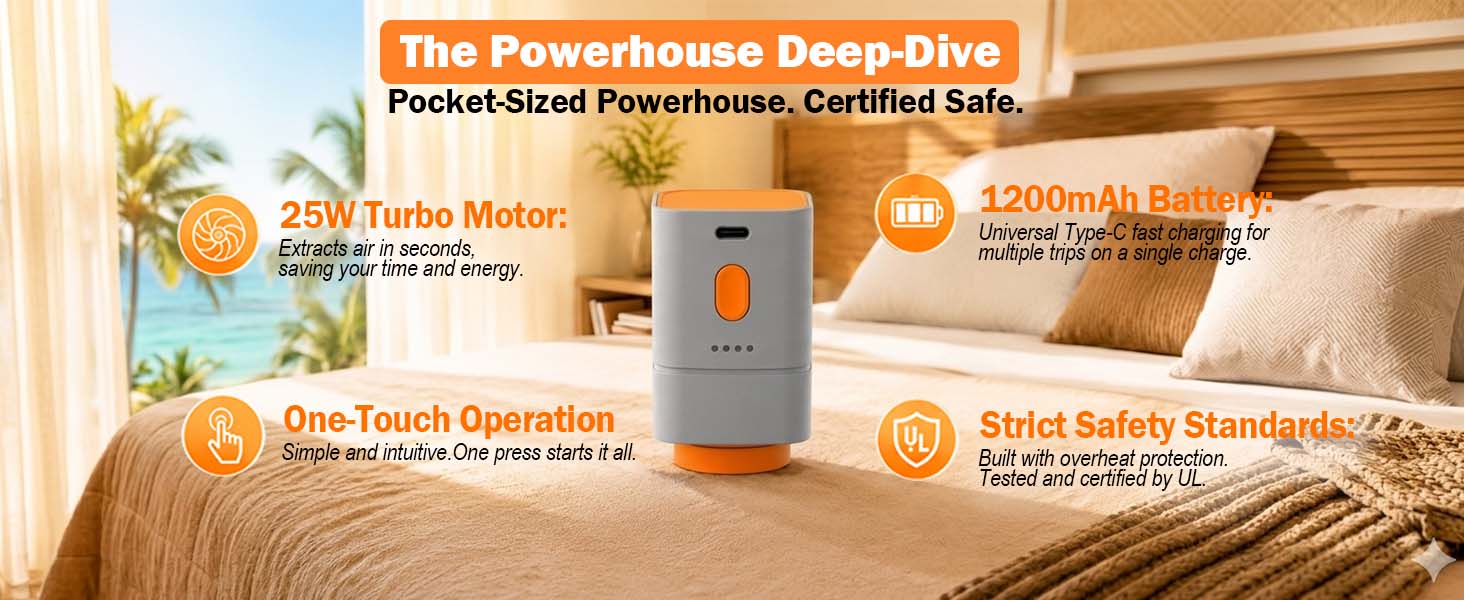 Portable Vacuum Storage Bags with Wireless Electric Pump