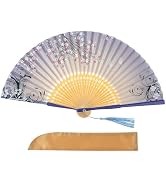 Salutto Hand Fan Bamboo Printed Pattern Folding Fan Lacquered Bamboo Fan For Party Wedding Gift W...