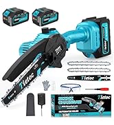 Tietoc Mini Chainsaw 8 inch Cordless with 2x 4000mAh Batteries, Battery Powerd Chain saw with Oil...
