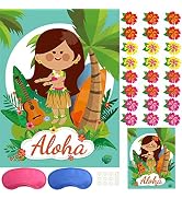 ASTARON Hawaiian Tropical Party Game, Pin Game for Aloha Tiki Hawaiian Party Supplies Pin The Hib...