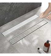 EBYTE Linear Drain 24 Inch - SUS 304 Stainless Steel Shower Drain, Brushed Nickel Linear Shower D...