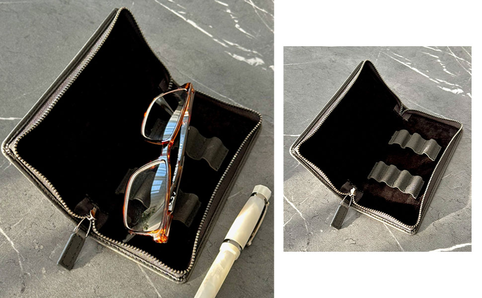 DiLoro Zippered Leather Pen Holders work great for Reading- or Sunglass Cases