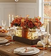 Mkono Mason Jar Lights Centerpiece Table Decorations for Dining Room Farmhouse Coffee Table Decor...