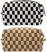 PAZIMIIK Checkered Makeup Bag for Purse Portable Zipper Make Up Pouch Small Cosmetic Case for Tra...