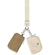 Dual Pouch Wristlet Wallet, Portable Keychain Wallet for Women and Men, Mini Zip Around Coin Purs...