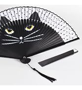 HONSHEN 8.27" Hand Held Bamboo Silk Folding Fan, Foldable Small Hand Fan,Chinese/Japanese Charmin...