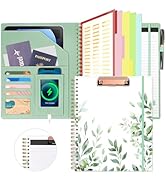 Ospelelf Clipboard with Storage, Leather Padfolio Portfolio Organizer 5 Folders with 10 Pockets, ...