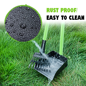 MXF DOG POOPER SCOOPER WITH LONG HANDLE METAL TRAY AND RAKE SET FOR LARGE MEDIUM SMALL DOGS